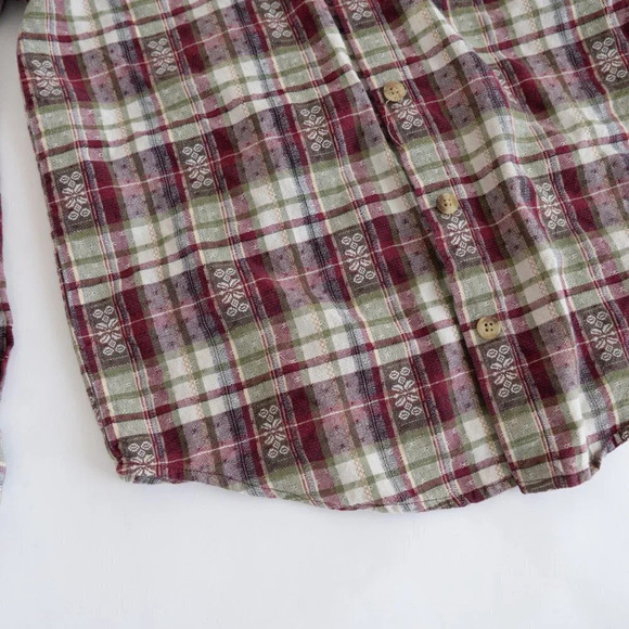 Vintage Classic Elements  Cream and Maroon Checker Button Up Long Sleeve Shirt M - Picture 9 of 13